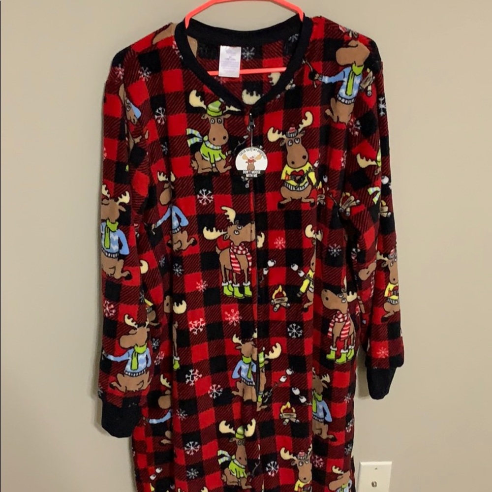 Buffalo plaid onesie pajamas